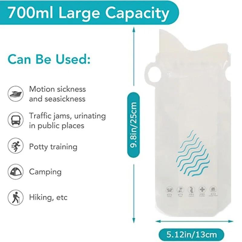 Emergency Portable 700ml 4-8piece Outdoor Travel Car Urinal Vomit Bag Mini Mobile Toilet Convenient  Disposable Sanitary Bag