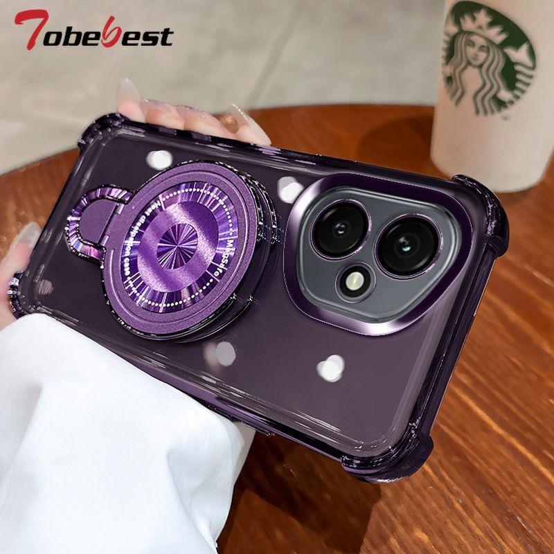 Clear Shockproof Plating Magnetic Magsafe Bracket Case for Huawei Honor 400 300 Ultra 200 100 90 Lite 80 70 Pro Silicone Cover