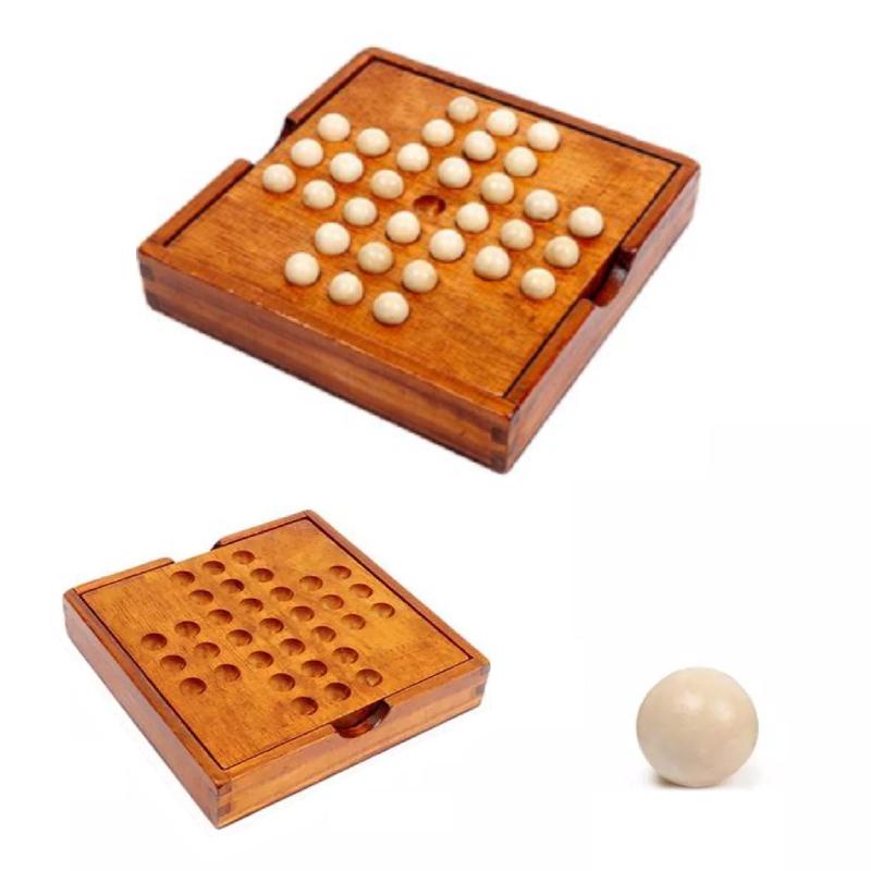 Board Wooden Solitaire Cognitive Chess Educational Intellectual Strategy Games