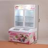 Children'S Mini Supermarket Ice Cream Cabinet Beverage Freezer Toys Miniature Transparent Display Cabinet Food Play House Ornament