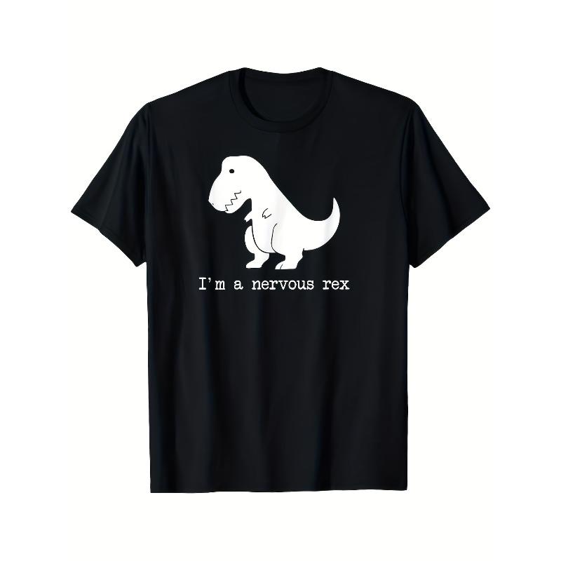

European sizes Men s Funny Mental Health Awareness T-Rex Dinosaur Anxiety Graphic T-Shirt - Casual Short Sleeve Tee 4XL чорний