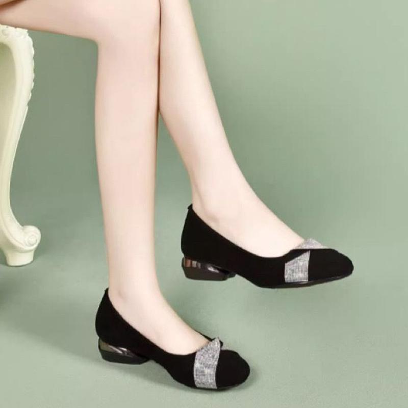 Neue Damen rutschfeste vielseitige niedrige Absätze matt runde Zehenpartie nicht müde Füße flacher Ausschnitt trendige Einzelne Schuhe