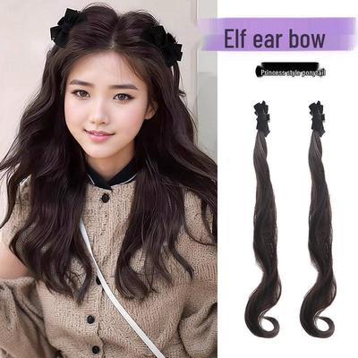 Elf Ear Braid Clips: Wavy, Curly, and Bow-Adorned Hair Extensions for Girls