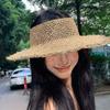 New Salty Grass Hat Vacation Summer Visor Flower Straw Hat Empty Top Hat Burr Seagrass Women Hand Knitted Sun Protection