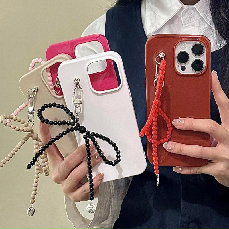 Resin Bowknot Pendant Clip Fashionable Accessory Enhancing Device Beads Keychain Suitable for Phone Cameras Headphone