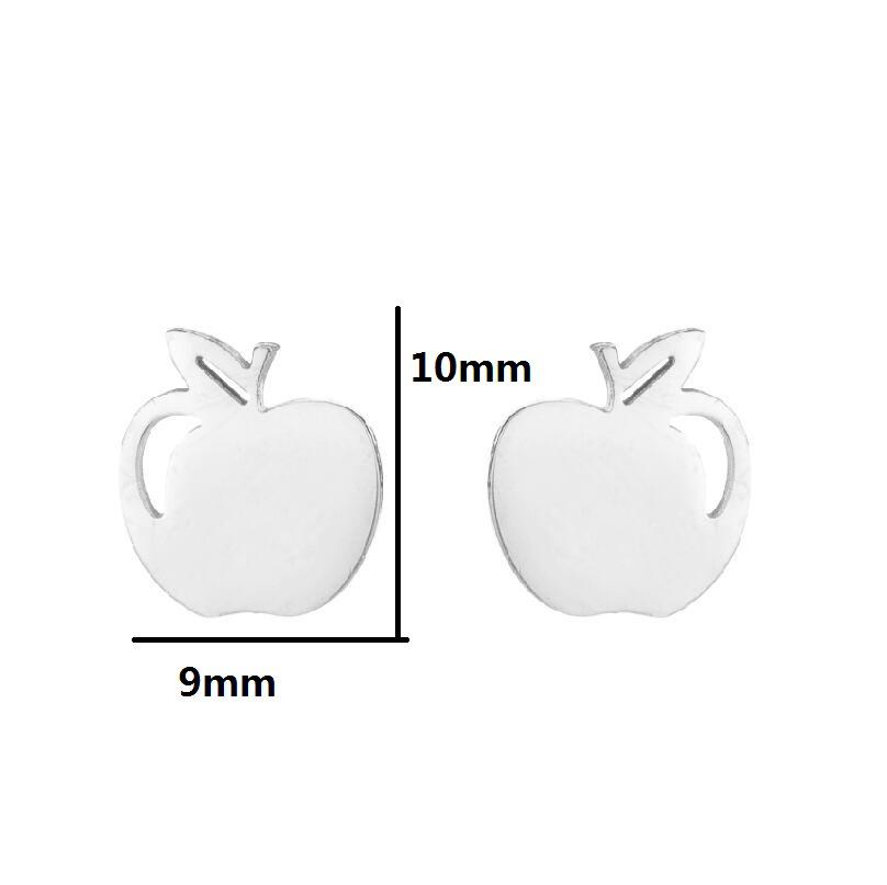 Christmas Eve Stainless Steel Apple Ear Studs for Women - European & American Style