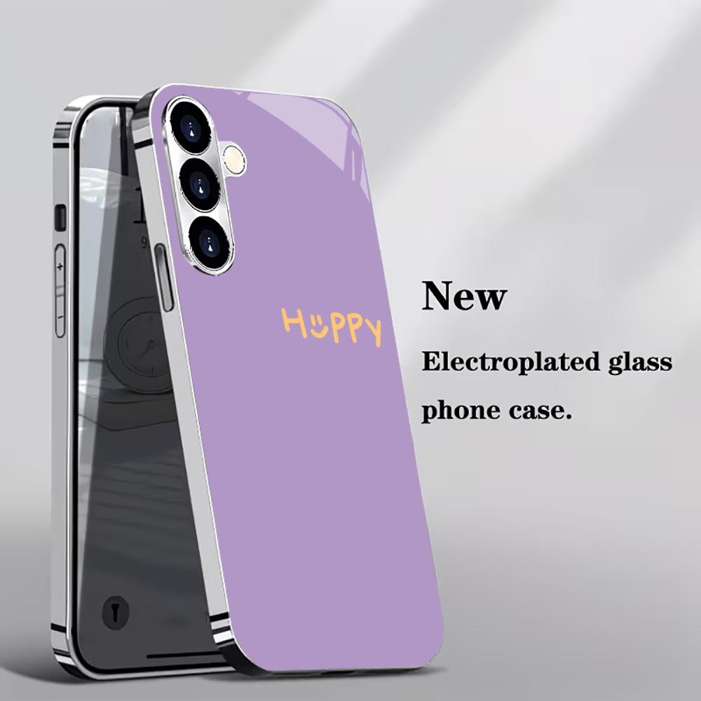 Simplified color electroplated glass phone case suitable for Samsung Galaxy S26 S25 S24 S23 S22 S20 FE/Ultra/Plus anti drop