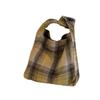 Stylish College Style Plaid Wool Shoulder Bag Spacious Crossbody Tote For Students