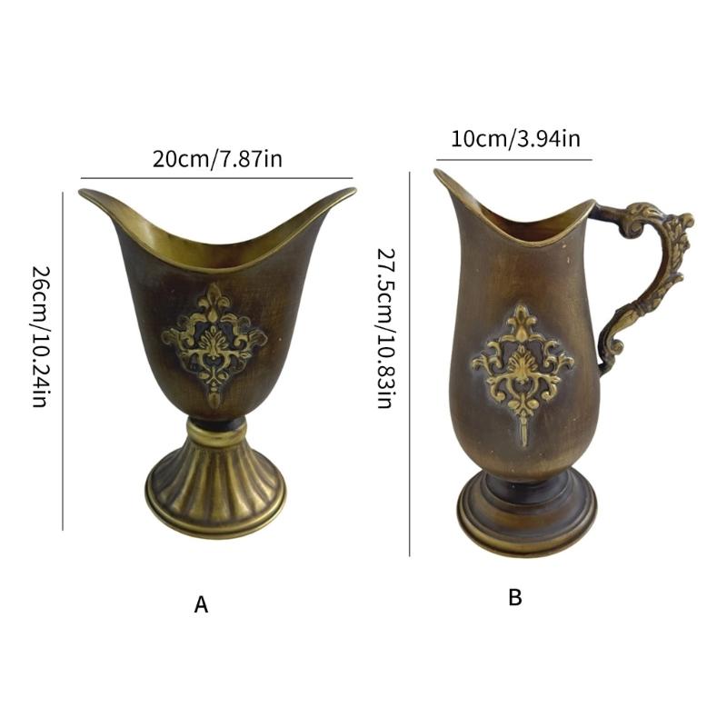 Antique Metal Flower Arrangement Vases Bronze Urn Planter Home Decors With Classical Embossed Pattern Outdoor Indoor Use