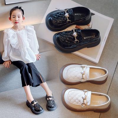 Girls' Leather Shoes with Soft Sole and Metal Buckle, Children's Non-slip and Lightweight Shoes
