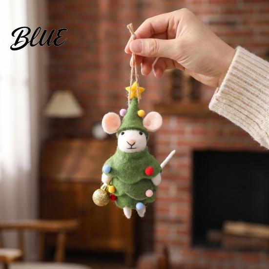 Charming Christmas Tree Decoration Cute Handmade Wool Mouse Ornament Embellishments Felt Mice Hanging Needle Ornament