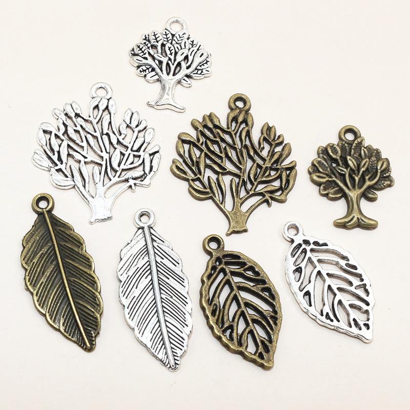 12-15pcs Alloy Metal Leaf Tree Charms Pendant DIY Jewelry Making Accessories Findings for Earrings Bracelet Necklace Craft