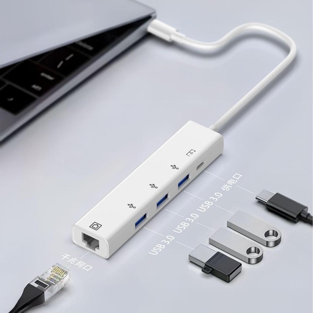 RJ45 Type-C to 100M Network Port Converter: 5-in-1 Laptop Expansion Dock