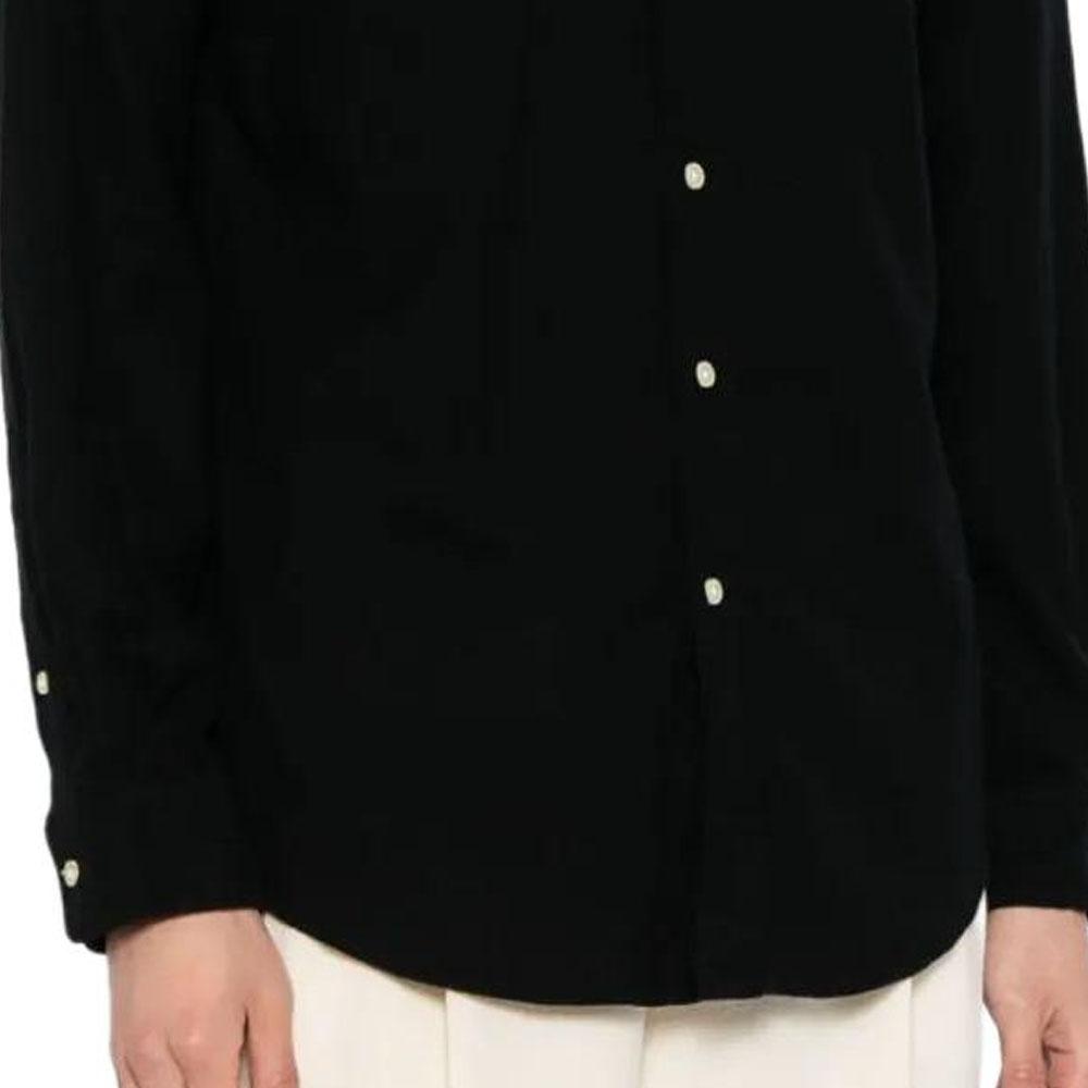 Polo Ralph Lauren Solid Logo Embroidered Pointed Collar Long Sleeve Shirt Men shirts Black 710767906-004