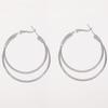 High-Grade Frosted Metal Double-Layer Circle Clip-On Earrings - 2024 Style for Versatile Female Elegance