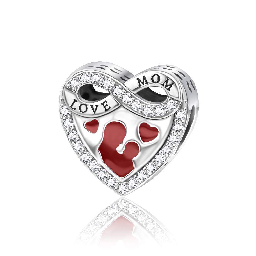 Boutique Copper Heart Beads Double Mom & Kids Split Dangle Charm Fits Necklace Diy Mother'S Day Gift Jewelry Making