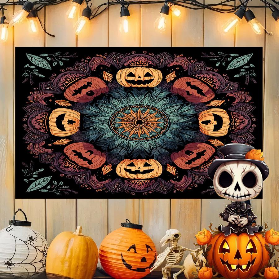 

Halloween Mandala Pattern Background Cloth Hanging Cloth Bedroom Bedside Decorative Wall Cloth Rental Dormitory Tapestry 74x94cm(29x37in)