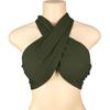 Spring Women's Solid Color Halter Neck Bandeau Top with Tie-up Chest Wrap