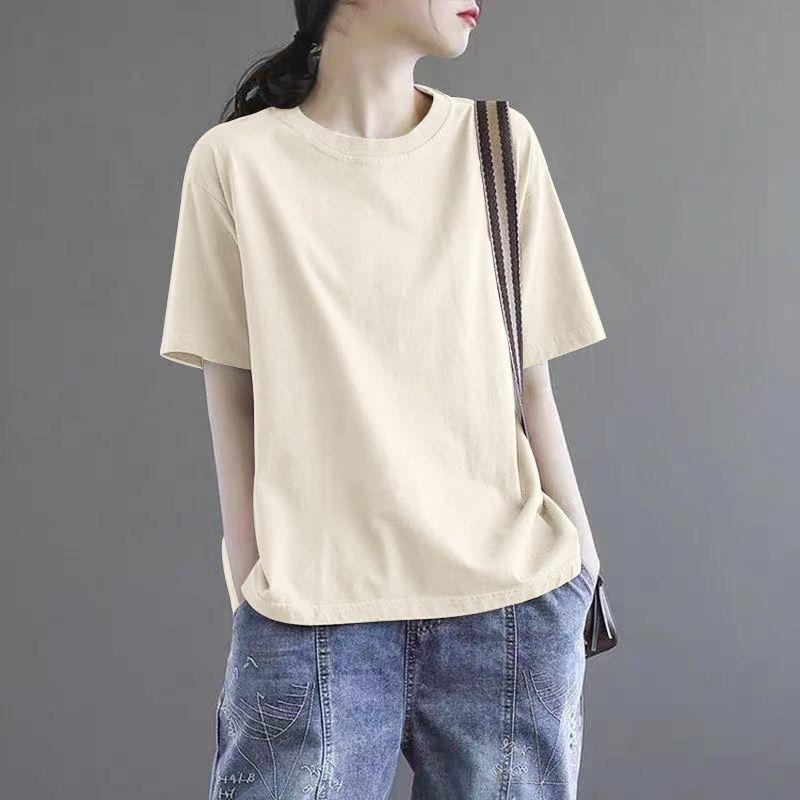 Brand Discount Store Genuine Goods Women Clothes Pure Cotton Short Sleeve Top Plus Size Loose Casual Print Summer T-shirt Tide