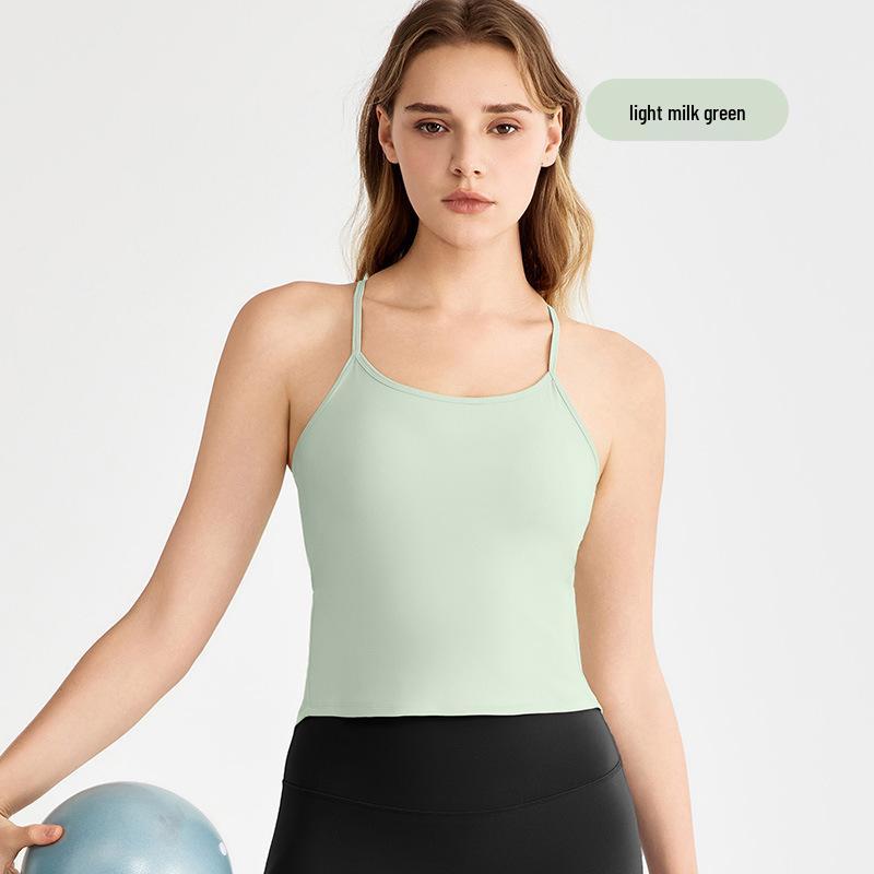 

Женский топ для йоги на тонких бретелях с нагрудной подушечкой и разрезом «ласточкин хвост» - Прохладный, дышащий, без рукавов, фитнес-дизайн с вырезами XL