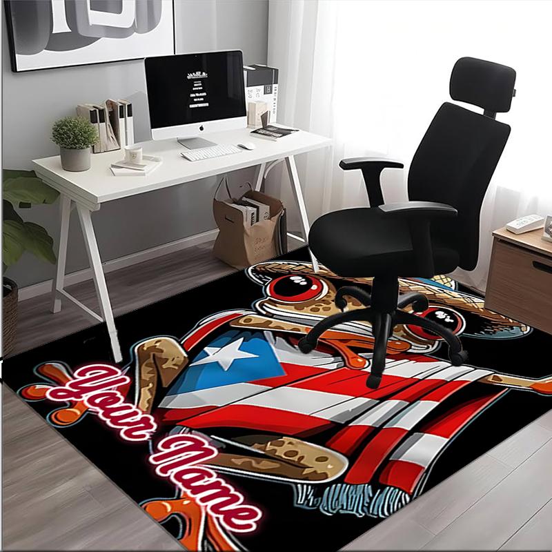 1PC Custom Name Frog Puerto Rican flag. Theme Floor Mat Ideal for Living Room, Game Rooms, Office, Bedroom,Floor Mat Playful Design