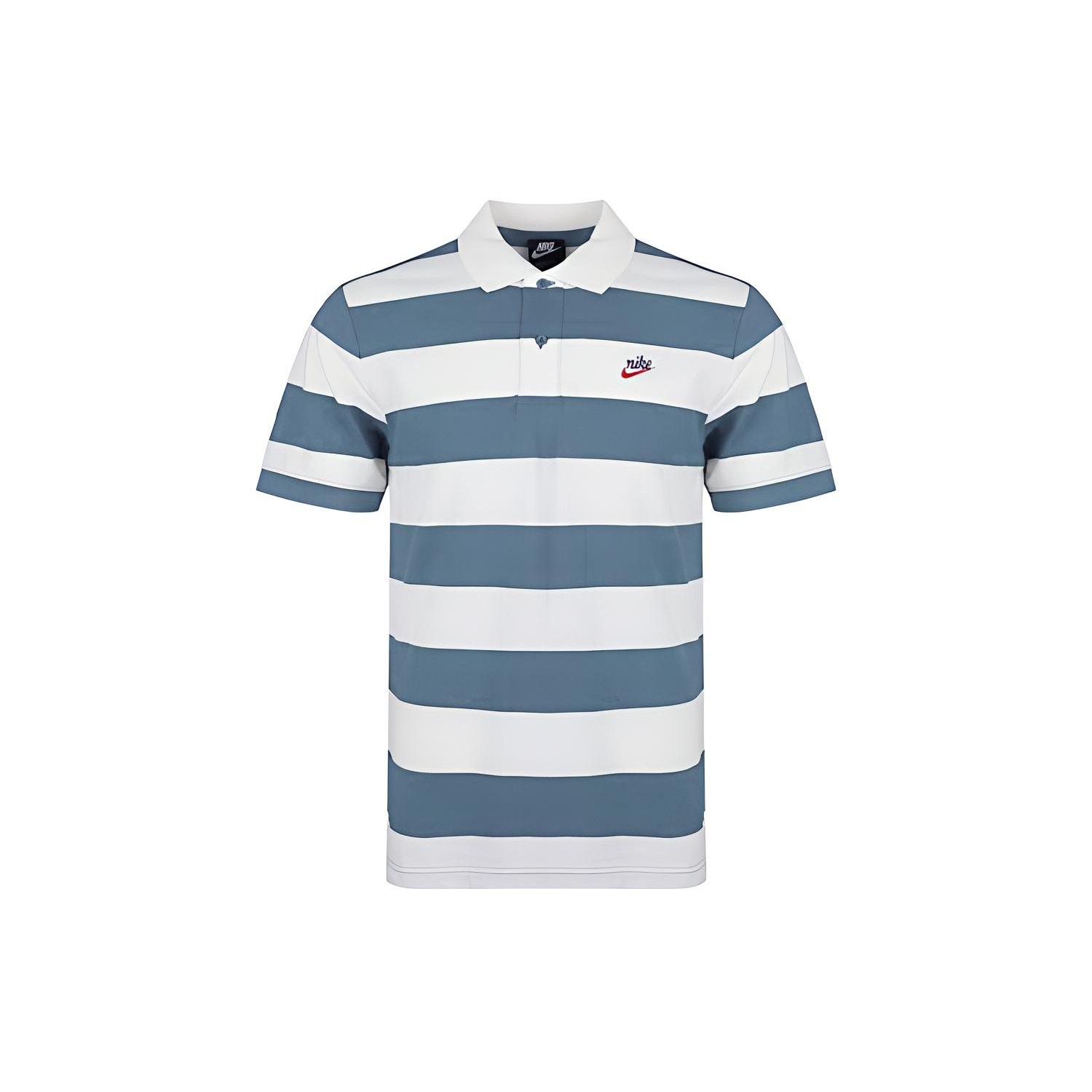 Nike Round Neck Pullover Stripe Casual Short Sleeve Polo Shirt Blue Men s DJ0330-058 L