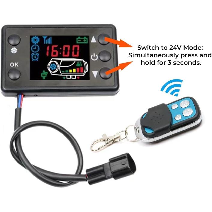 Universeller Diesel-Lufterhitzer-Controller LCD-Monitor Thermostatschalter mit Fernbedienung für 12V/24V 2kW/5kW/8kW Diesel-Standheizung