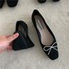 Mode Ballerinas Damen Frühling Herbst Neu 2025 Französische eckige Zehen Schleife Lässig Allround Schwarz Pumps Pantoletten Damenschuhe Übergröße 43 44