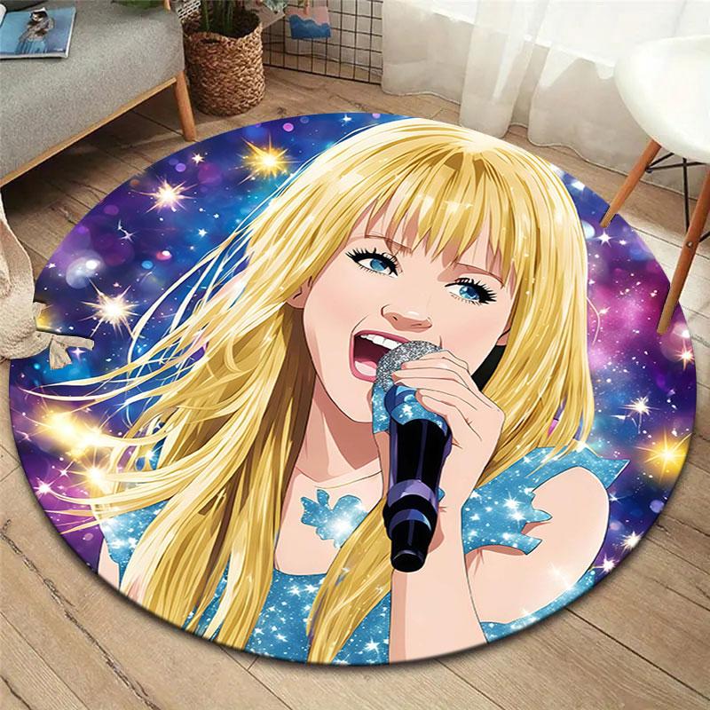 Hannah Montana Okrągły Dywanik, Dywan do Salonu, Sypialni, na Sofę, do Pokoju Zabaw, Antypoślizgowa Mata Podłogowa