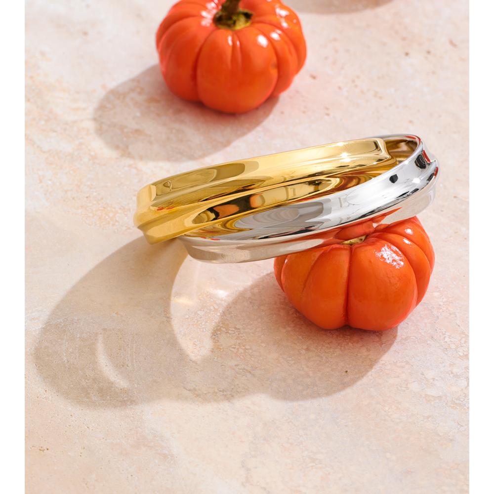 Yhpup 60mm Stainless Steel Metal Open Statement Bracelet Bangle for Women Texture Simple Waterproof Jewelry Accessories