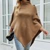 Outono Inverno Xale Capa Suéter Feminino Cor Sólida Gola Alta Suéter Tricotado Jaqueta Mulher Casual Oversized Irregular Pulôver