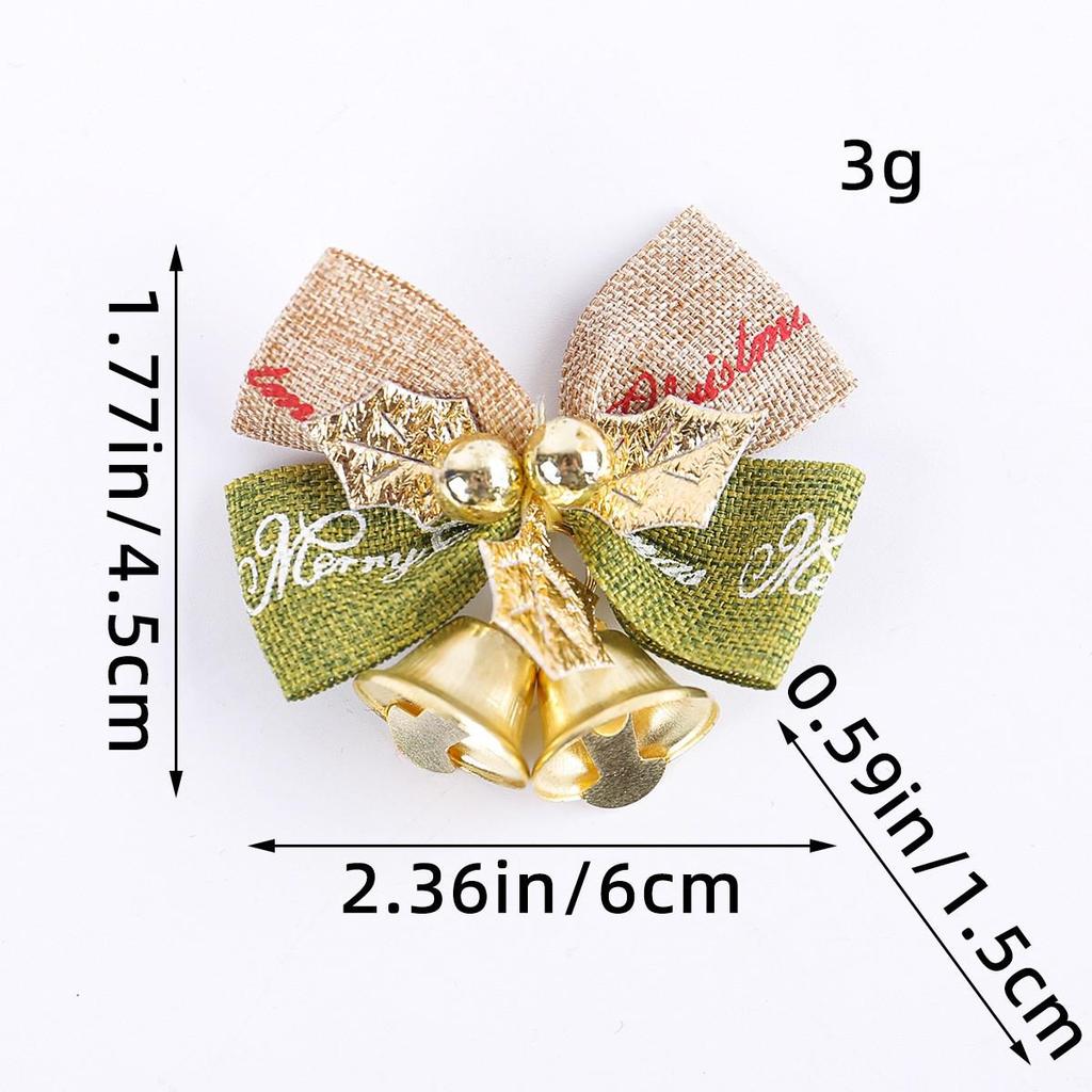 Cangyan Christmas Burlap Bow Bell Tree Decoration Mini Pendant Props