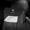 Car Sticker Tesla Car Tissue Box Holder Leather Napkin Box Car Back Seat Paper Towel Organizer With Fix Strap For Tesla Model 3 