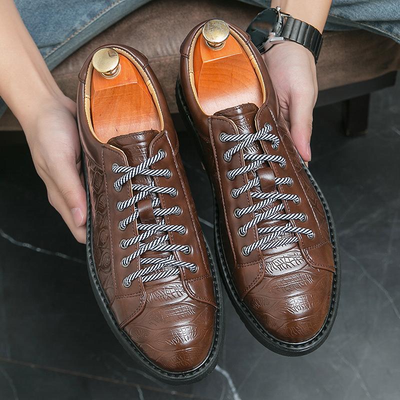 Fashion Fashion Men Casual Leather Shoes Comfort Breathable Thick Soled Men Driving Shoes Size 39-47 Men's Daily Commute Office Footwear