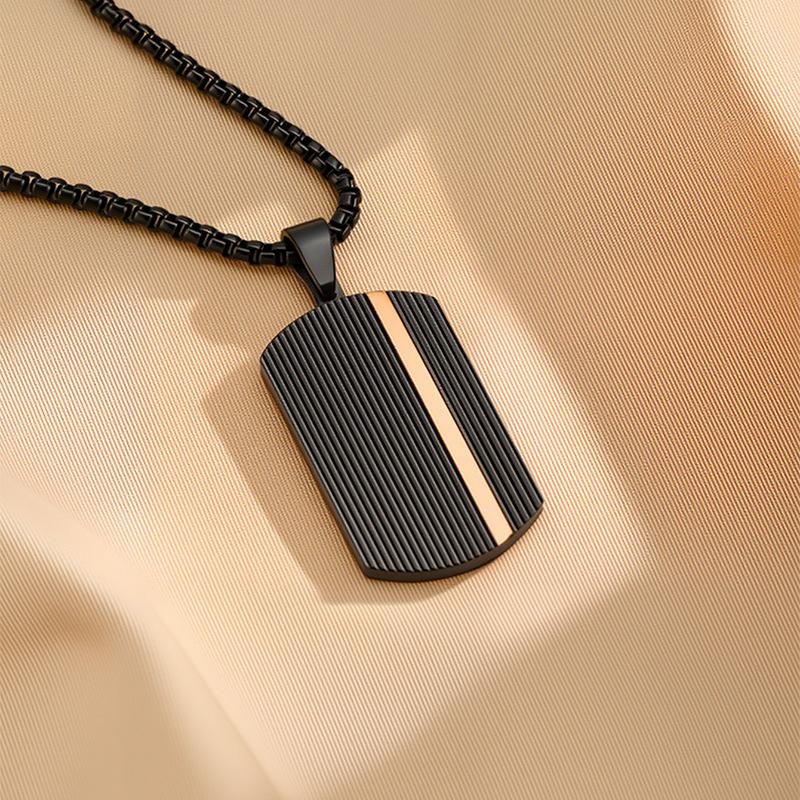 Stainless steel necklace personalized striped black army tag accessories necklace high-end men's necklace versatile jewelry