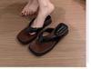 Square Head French Toe Outer Wear Wedge Heel Slippers 2025 Summer New Fashion Casual Temperament Seaside Flip-flops Women