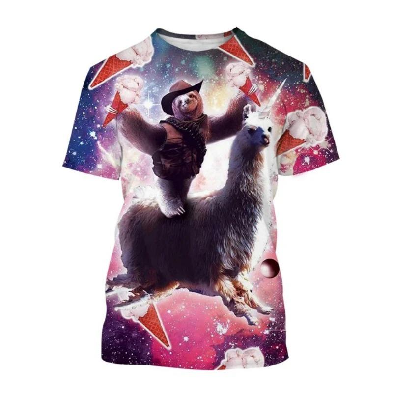 Hengyuan31 Heren T-shirt Grappig Dierenpatroon Korte Mouw Schattige Print Casual T-shirt Ronde Hals Top Street Fashion Zomer Herenkleding XL