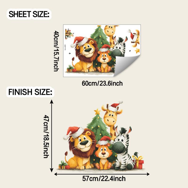 Festive Christmas Animal & Tree Wall and Glass Stickers