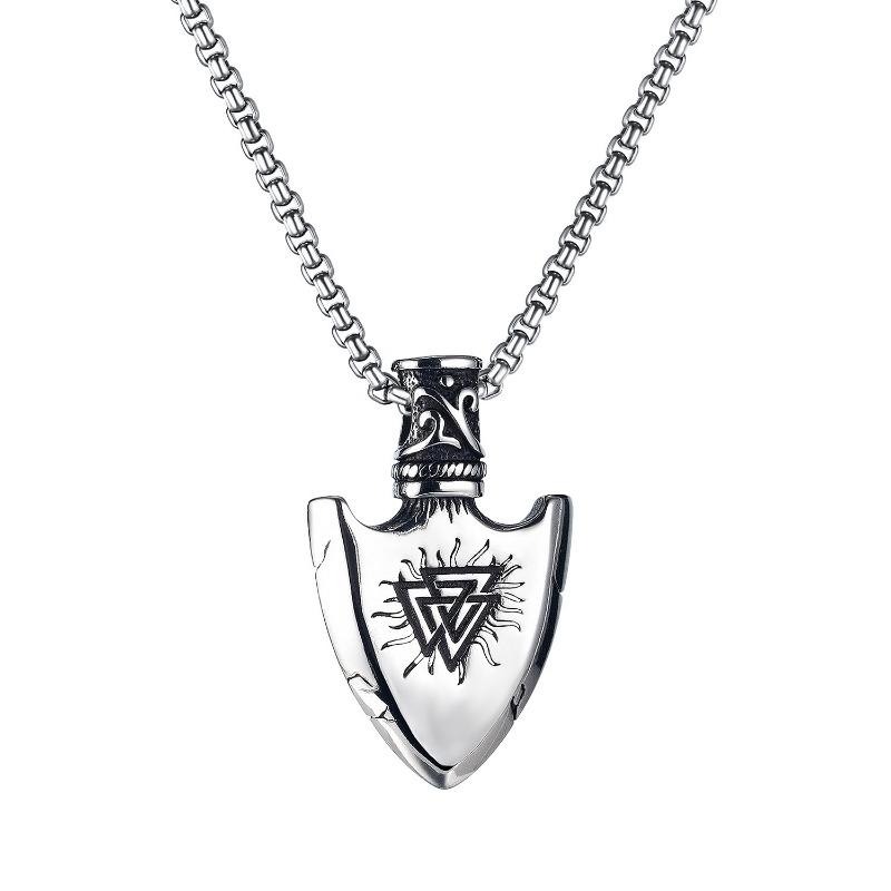

Hot Sale Vintage Viking Iron Triangle Shield Men s Titanium Steel Pendant Necklace