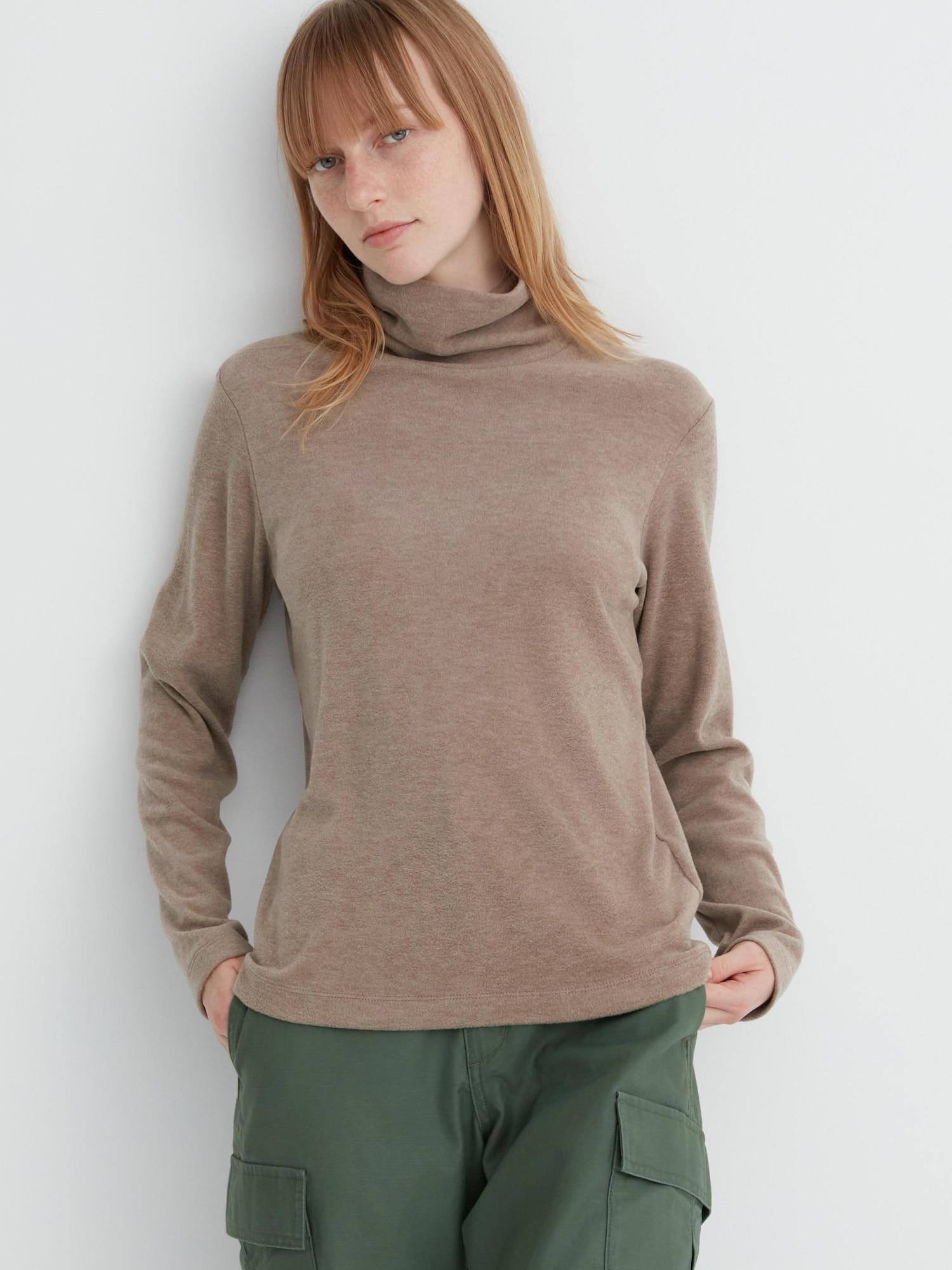 Футболка с высоким воротом и длинным рукавом из флиса Uniqlo Japan HeaTTech 32 BEIGEXS 4337₽