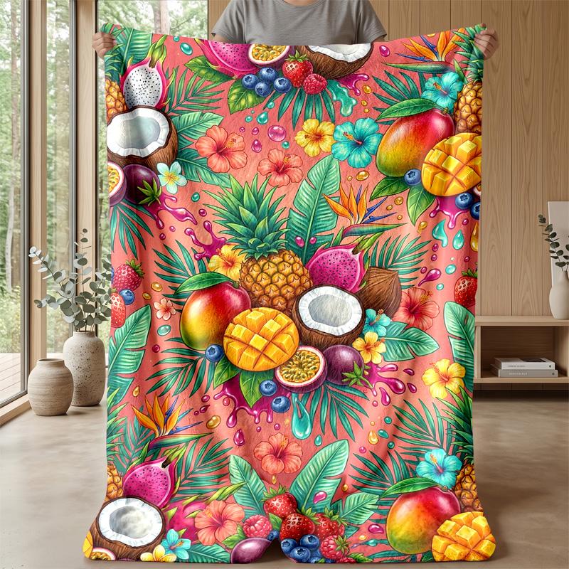 Tropical Beach Paradise Theme blanket Lightweight Warm Flannel Blanket Decorative Throw Blanket for Home Decoration