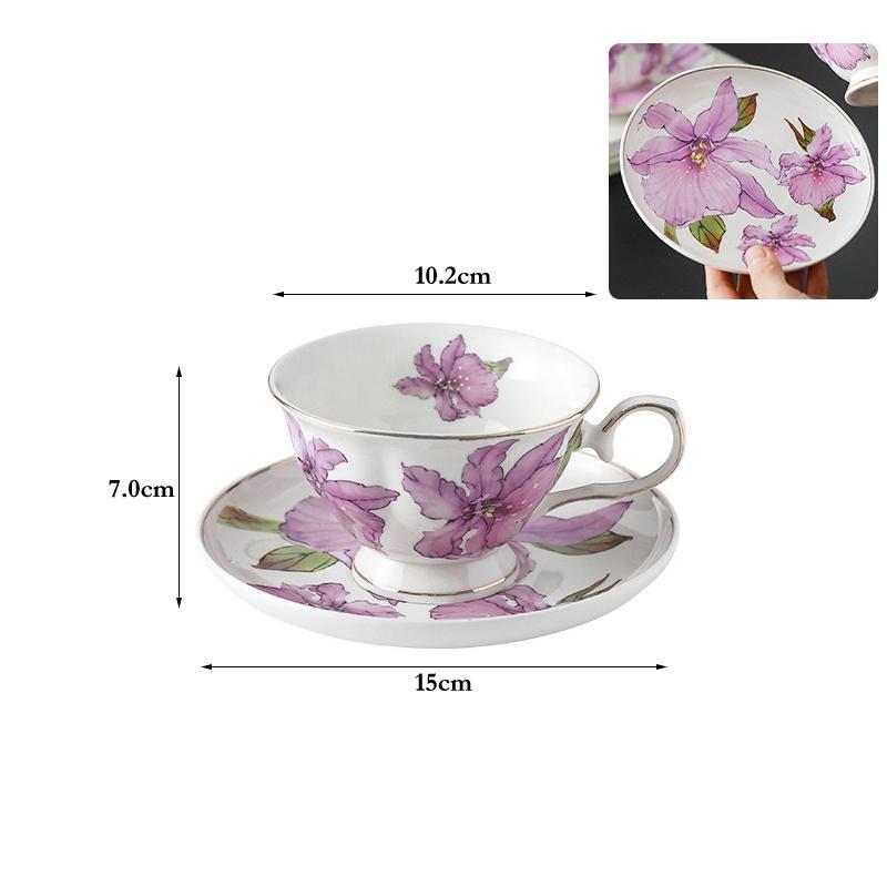 

Керамічний набір чашка та блюдце для чаю Фіолетова квітка Кавова чашка для лате Набір із блюдцем Порцелянові чашки Кавова чашка для чаю Домашнє кафе Посуд для напоїв Подарунок