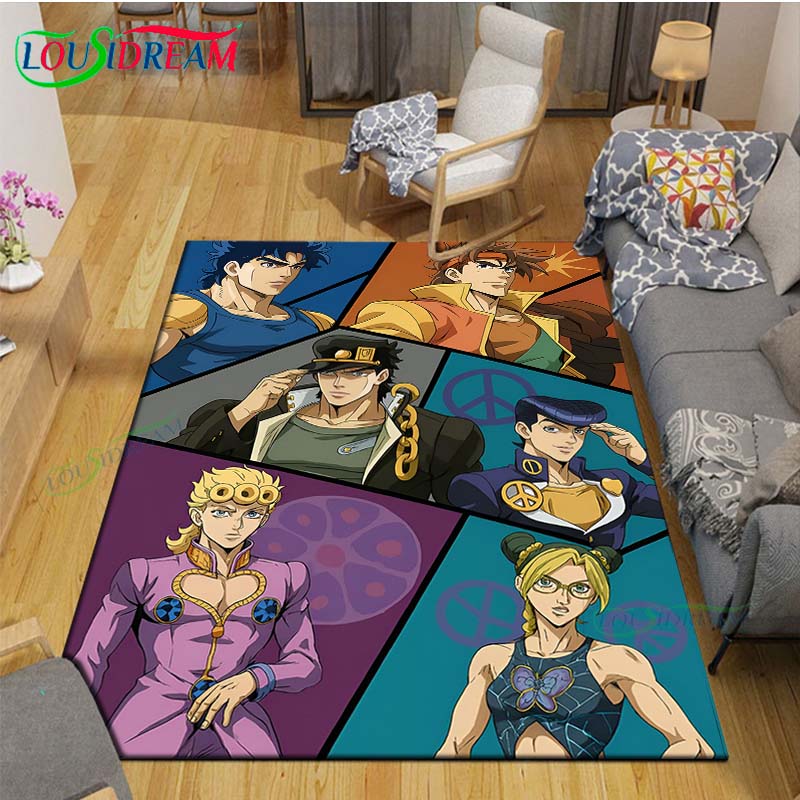 Tappeti Classici Cartone Animato J-JoJo's Bizarre Adventure Tappeto Antiscivolo per Soggiorno Tappetini per Camera da Letto dei Bambini Tappeto da Gioco Tappeto Grande Decorazione