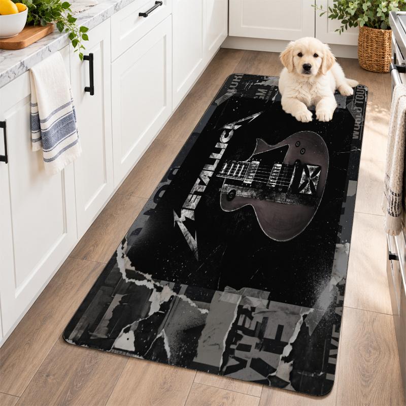 Flannel Kitchen Mat Metallica Soft Area Rug Non Slip Floor Carpet Home Decoration
