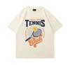 American high street retro shortsleeved Tshirt for Unisex summer urban tennis style pure cotton casual roundneck Unisexs shirt
