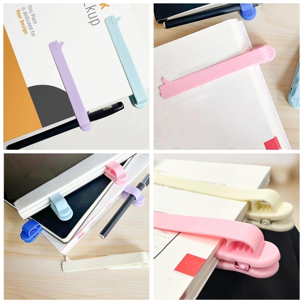 Portable Smart Bookmark Soft with Pen Slot Silicone Bookmark Automatically Follows Page Flipping Notebook Page Divider