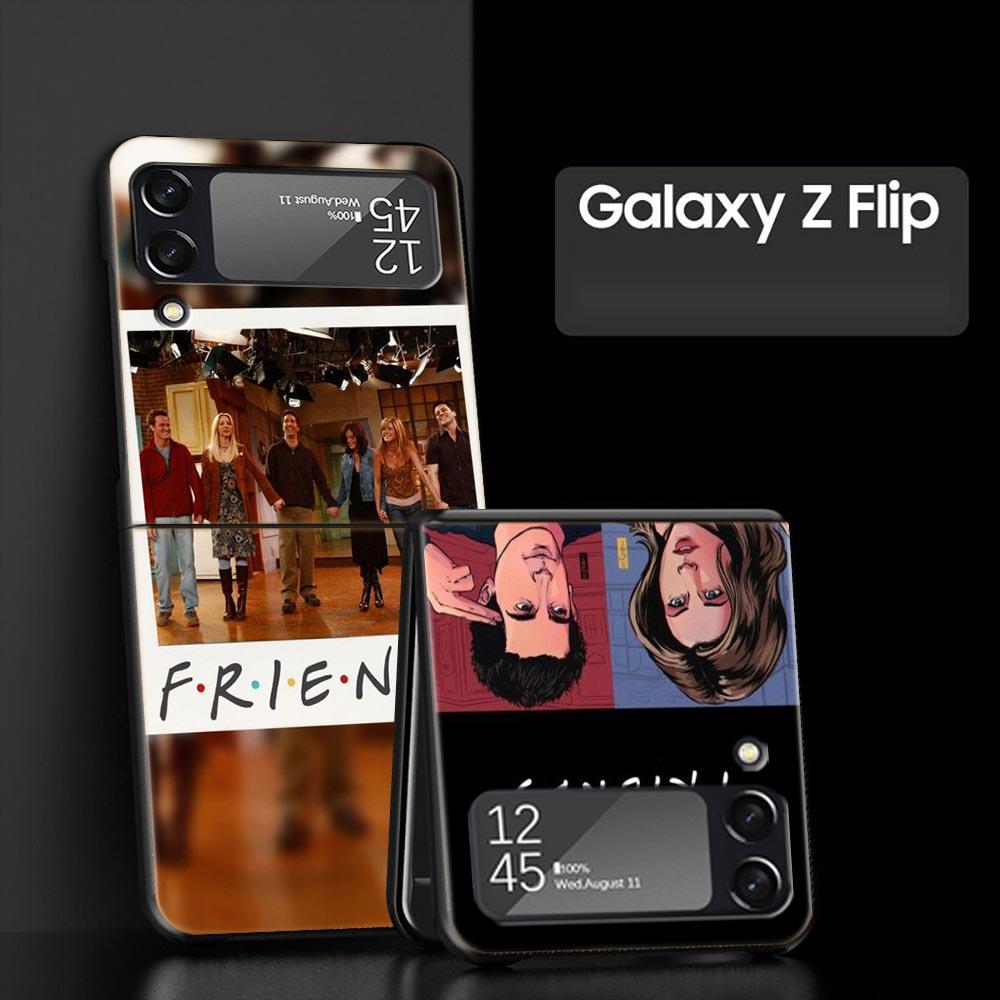 Friends Hard PC Phone Case For Samsung Galaxy Z Flip 7 6 5 4 Black Cover For Galaxy Z Flip 3 Foldable Fundas Shell Capas Coque