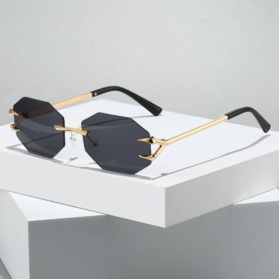 Occhiali da Sole alla Moda Quadrati Senza Montatura UV400 Retro Gradiente Senza Montatura Occhiali da Sole di Alta Qualità Montatura Piccola Popolari Occhiali in Metallo