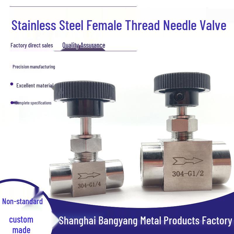 

304 Stainless Steel Needle Valve, 1/4 Female Thread, American Style, Straight Through, 2 and 4 Point Options G1/8 304 Material