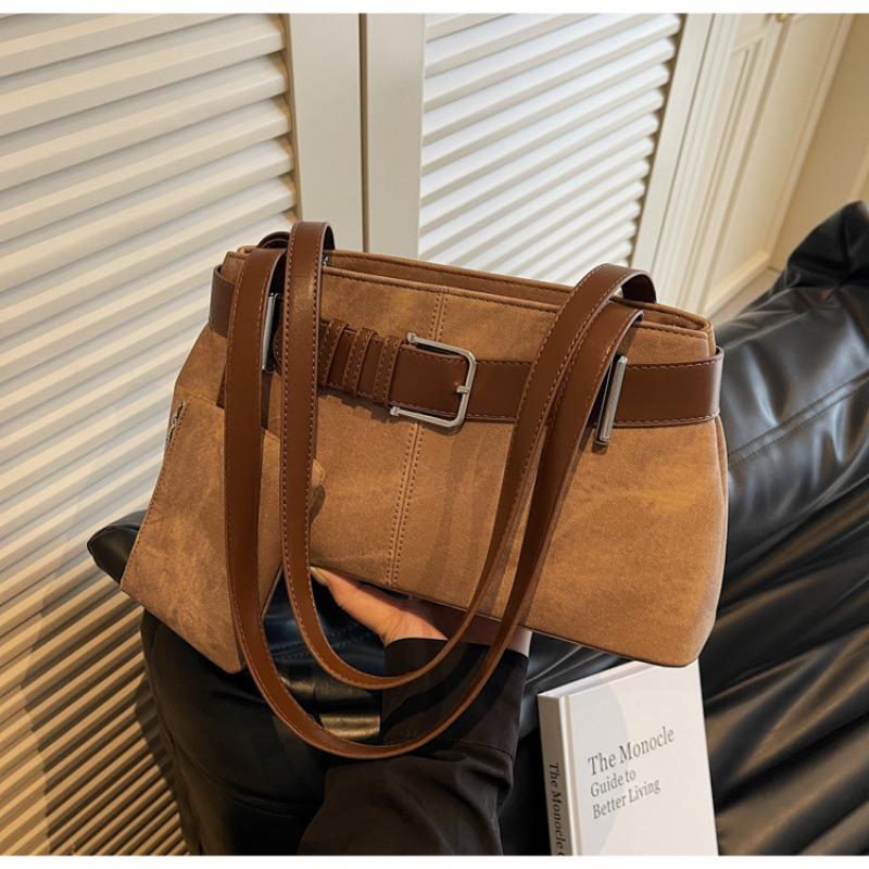 

Ретро сумка женская большой вместимости новая осенне-зимняя универсальная на плечо подмышку повседневная нишевая сумка для通勤 темно-коричневого